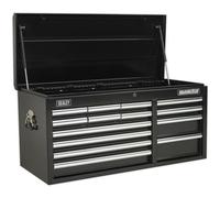 1025 x 435 x 490mm BLACK 14 Drawer Topchest Tool Chest Lockable Storage Cabinet