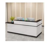 Lockable Black Reception Desk for Salon & Business 140CM/55.1" Open Front Office Counter Table for Efficient Front Desk Setup Stylish & Modern Design