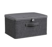 Lockable Box, Foldable Storage Box with Lid, Foldable Organiser Box, Storage Boxes with Combination Lock, Storage Basket for Wardrobe or Under the Bed, Grey (40 x 30 x 21 cm)