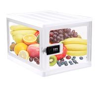 Lockable Box with Combination Lock 12L Foldable Medicine Bin Small Fridge Combination Lock Box for Home Office School for Personal Items, Medicines, Snacks Food& Phones(clear)