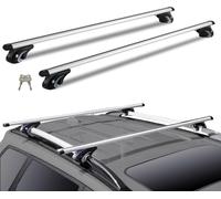 Lockable Car Cross Rail Roof Rack Bars, 135cm, Fits up to 117cm Spans between Raised Side Rails with Gap, Pack of 2, Black/Silver - All Cars with Raised Car Roof Bar
