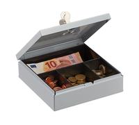 Lockable Cash Box, Locking Money Box with 2 Keys, Metal Case, Safe