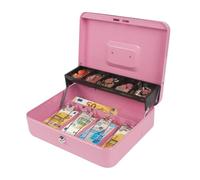 Lockable Cash Box - Metal Money , Removable Coin Compartment, Secure with Key Lock, 4 Note and 5 Coin Compartments, Ideal for Storing Changes, Offices