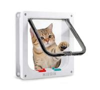 Lockable Cat Flap, Medium Cats Flap Door for Interior Exterior Door/Window/Wall, Magnetic Manual 4 Way Lock Pet Door Small Dog Convenient Exclusive Entry (White,XL-27.7x25x2cm)