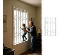 Lockable Child Anti-Fall Window Guard, Large Foldable Push-Pull Window Safety Bars, Decorative Aluminum Sliding Door Security Bar for Home(W130xH150cm/51x59in)