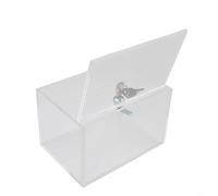 Lockable Clear Acrylic Donation Box with Two Keys and Sign Holder, for Fundraisers, Voting, and Office Suggestion Collection