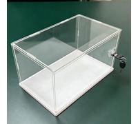 Lockable Clear Acrylic Showcase Large, UV-Protected Dust-Free Acrylic Display Case for Home Storage, Models Rectangle Plastic Organizer Box(35x25x25cm)