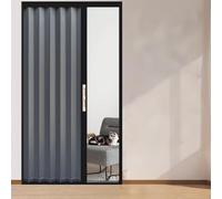 Lockable Concertina Doors Internal White/Grey, 228 Cm Height - Aluminum Alloy Folding Sliding Door for Kitchen/Laundry Room/Bedroom, Invisible Accordion Door(Grey,187x228cm)