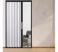 Lockable Concertina Doors Internal White/Grey, 228 Cm Height - Aluminum Alloy Folding Sliding Door for Kitchen/Laundry Room/Bedroom, Invisible Accordion Door(White,117x228cm)