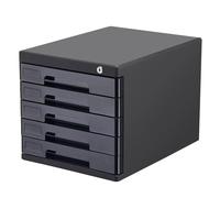 Lockable Desktop File Organizer - 5-Layer A4 Document Storage Cabinet for Office/Home, Secure Paper & Stationery Holder, Stylish Black for Efficient Organization