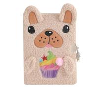 Lockable Diary - Plush Puppy Journal Notebook, Portable Secret Writing Book, Cute Design Secure Lock, Easy to Carry Sturdy Pages, Premium Girls Stationery, Kids Teens Gift 8.46x6.1 Inches
