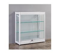 Lockable Display Cabinet with Glass Doors Showcase for Treasures & Collectibles Stylish Storage for Living Room & Bedroom White 92x70cm (36.2x27 in)
