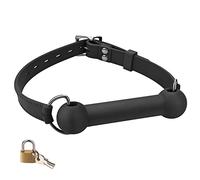 Lockable Dog Bone Mouth Gag BDSM Bondage Adult Sex Toy with Silicone Bar Fetish Restraint Slave SM Game Sexy Gag Adult Toy for Women Men Couples Lover Adult Games with Padlock