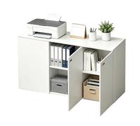 Lockable Filing Cabinet with Doors, Large Capacity Storage Cabinet with Shelves, Wooden Office Cabinet with Printer Stand, Freestanding Storage Organizer for Home Office, Living Room