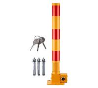 Lockable Folding Parking Bollard, Spring Buffer Anti-Collision Parking Space Security Post with Reflective Stripe & Keys, Heavy Duty Cold Rolled Steel Private Parking Barrier(Yellow-red)