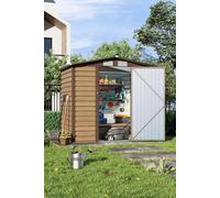 Lockable Galvanized Metal Tawny Outdoor Storage Shed Garden Sanctuary Tan One Size