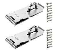 Lockable, Hasp Lock 2 Pieces Padlock Hasp Stainless Steel Door Lock Security Device Door Fitting Metal Hasp Lock for Padlocks Silver