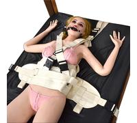 Lockable Hospital Bed Restraint - Upper Body & Waist Belt in Soft Cotton incl. 8 Keys - Fixation System for Clinical Play & Bondage