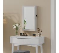 Lockable Jewellery Cabinet Armoire with Mirror, White