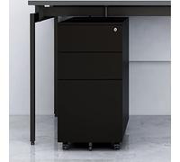 Lockable le Office Filing Cabinet on Wheels, 3 Der Under Desk Printer Stand, Space-Saving Sto for A4 Files & Documents, Black, 30x45x60cm