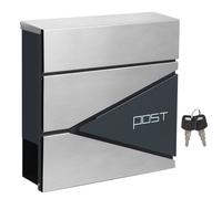 Lockable Mailbox for Wall, Charcoal Grey + Silver