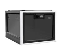 Lockable Medicine Box with Combination Code, 13L Large Lockable Storage Box for Medication, Snacks, Phone, and Electronics, Clear Design with Charger Holes for Home, Office, Dorm, and Fridge (Black)