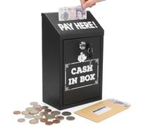 Lockable Metal Donation Box, Wall Mounted Cash Drop Box with Key