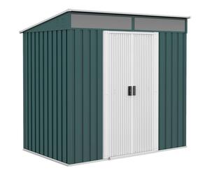 Lockable Metal Garden Shed 6.5x4FT Foundation Green Outsunny