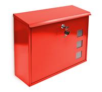 Relaxdays Design Metal Mailbox / Letterbox Window Pattern, Red