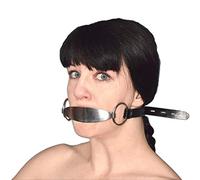 Lockable Metal Mouth Gag with Tongue Extender - Adjustable Bondage Mouth Gag Made of Imitation Leather & Stainless Steel - Fetish Tongue Spoon, BDSM Sex Toy for Couples, Slaves & dominatrices