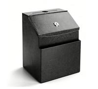 Lockable Metal Suggestion Box with 2 Keys Wall Mount & Tabletop Donation Box with Front Card Holder Secure Offering Box for Church Office & Community