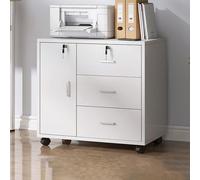 Lockable Mobile File Cabinet 3 Drawer Rolling ge for Home Office Under Desk Organizer with Wheels Wooden Filing Cabinet 60 * 37 * 57CM