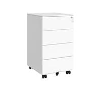 Lockable Mobile File Cabinet with 4 Drawers, White