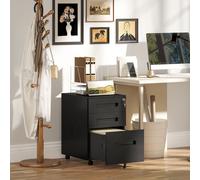Vinsetto Lockable Mobile Filing Cabinet w/ 3 Drawers 39 x 48 x 60 cm Black - Black