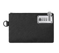 Lockable Money Bag - Portable Zipper Lockable Money Pouch with 3 Digit Code, 8.3 x 5.3 inch Durable Waterproof Documents Storage Bag for Cash, Wallet, Jewelry, Passports, Travel - Black
