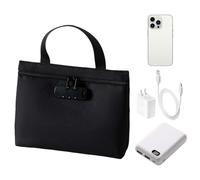 Lockable Money Bag, Waterproof Zipper Organizer Bag with Three Digit Lock, Secure Travel Storage Bag for Keys, Jewelry, Passport, Valuables, Documents, Ticket