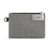 Lockable Money Pouch with 3-Digit Combination Lock, Anti-Theft Security Travel Wallet Bag for Cash Passport Jewellery Card Document, Oxford Fabric Waterproof Safe Storage Pouch, Grey, 21x15 cm
