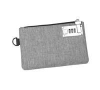Lockable Money Purse Utility Small Items Storage Bag for Passports Phones Keys Grey 20.6x13.3cm