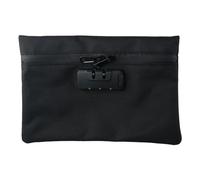 Lockable Money Wallet Bag, Black Oxford Cloth Document Pouch Cash Storage for Travel, Work Women Men