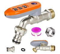 Lockable Outdoor Tap with Password Lock, Heavy Duty Brass Garden Faucet, 1/2" NPT Inlet and Outlet, Includes 3/4" Conversion Adapters for