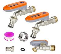 Lockable Outdoor Tap with Password Lock, Heavy Duty Brass Garden Faucet, 1/2" NPT Inlet and Outlet, Includes 3/4" Conversion Adapters for