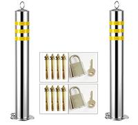 Lockable Parking Barrier - Stainless Steel Security Pole for Driveway Car Protection - Easy Installation Bollard