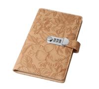 Lockable Passbook Receipt Storage Book PU Leather Deposit Organiser Notebook with Combination for Categorization Accountant ' s Document Security Directory