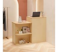 Lockable Recept Desk, Front Desk Counter with Open Sto, Retail Counter for Salon, Boutique & Cafe - 100×45×95cm, Slish & Functal Design