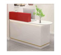 Lockable Reception Counter with Der for Retail Stores - Stylish Front Desk for Clothing Shops & Salons - Sleek White & Red Design (100CM Right)