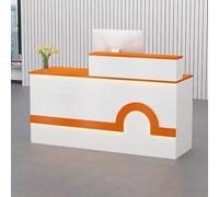 Lockable Reception Desk with Keyboard Tray - Sturdy Wooden Office Table for Lobby Salon and Professional Use - Perfect for Modern Workspaces and Customer Service Areas