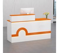 Lockable Reception Desk with Keyboard Tray Sturdy Wooden Office Table for Lobby Salon & Professional Spaces - Ideal for Business & Customer Service Environments