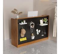 Lockable Reception Desk with Storage Shelves & Keyboard Tray Stylish Front Counter for Salon Lobby Office & Home (B 100 cm) - Elegant & Functional Design