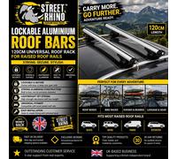 Lockable Roof Bars 120cm For Raised Roof Rails Ideal For Daewoo Tacuma
