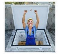 Lockable Roof Hatch Cover Plate - Customizable Size Rooftop Maintenance Hatch with Hydraulic Support Rod Aluminium Alloy Frame (45x57cm/18x22in) for Basement Access